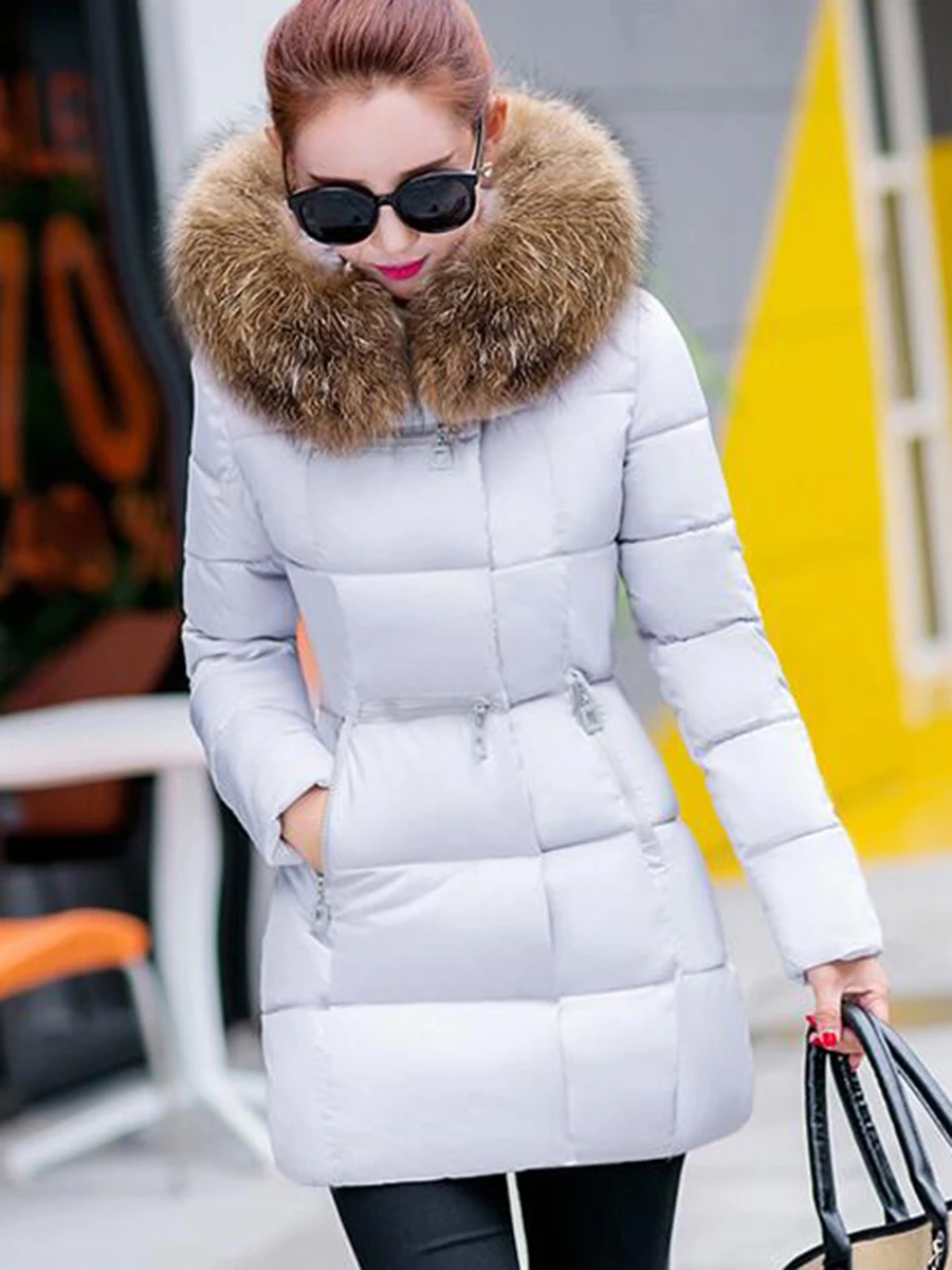 Parkas Women 2019 Faux Fur Winter Coat Casual White Plus Size Warm Slim Thick Zipper Basic Coats Elegant Female Fashion Overcoat