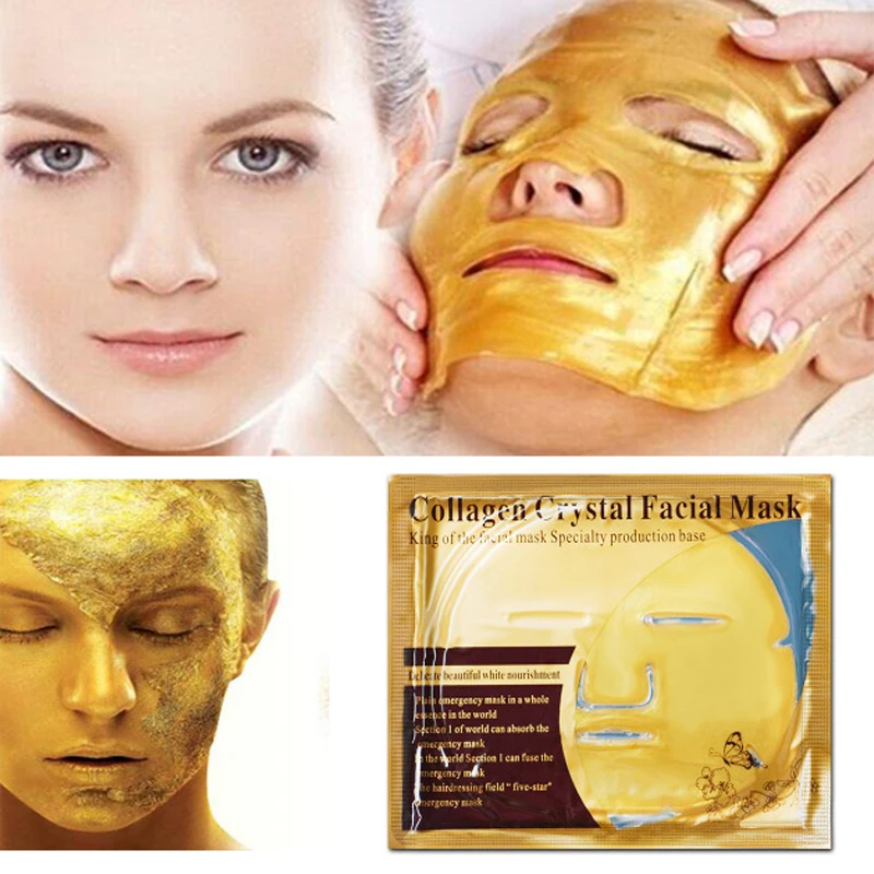 Gold Bio-Collagen Face Mask Crystal Facial Anti-aging Moisturizing Firming Oil-Control Skin Care Sheet 5Pcs/Lot | Красота и здоровье