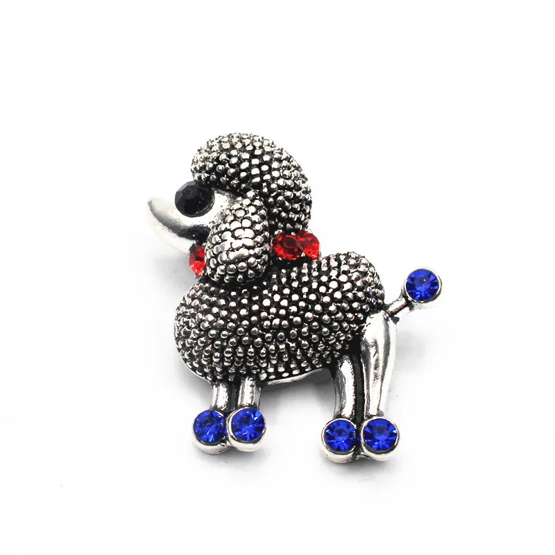 

Newest 1pcs/lot Rhinestone Metal Poodle Snap Buttons Fit 18mm/20mm Snap Bracelets Pendant DIY Snap Woman Jewelry
