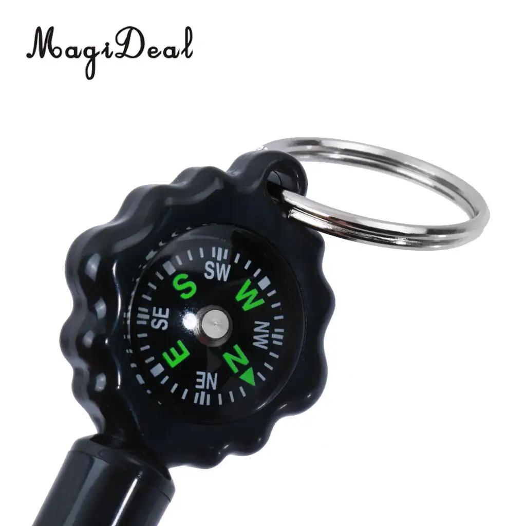 MagiDeal High Quality Professional Military Compass Pack of 2 2 in 1 Whistle Keychain Compass for Outdoor Camping Hiking Sport