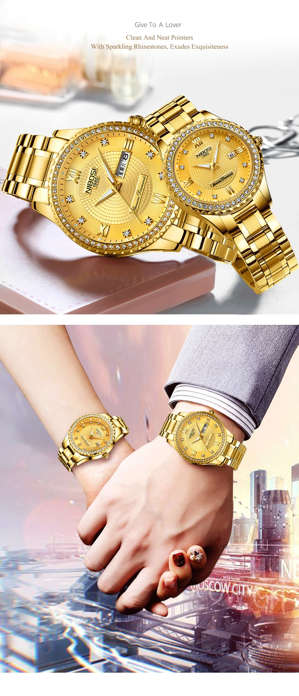 NIBOSI Fashion Luxury Brand Lovers Watches Men Women Casual Quartz Watch Women's Dress Couple Watch Clock Relogios Femininos
