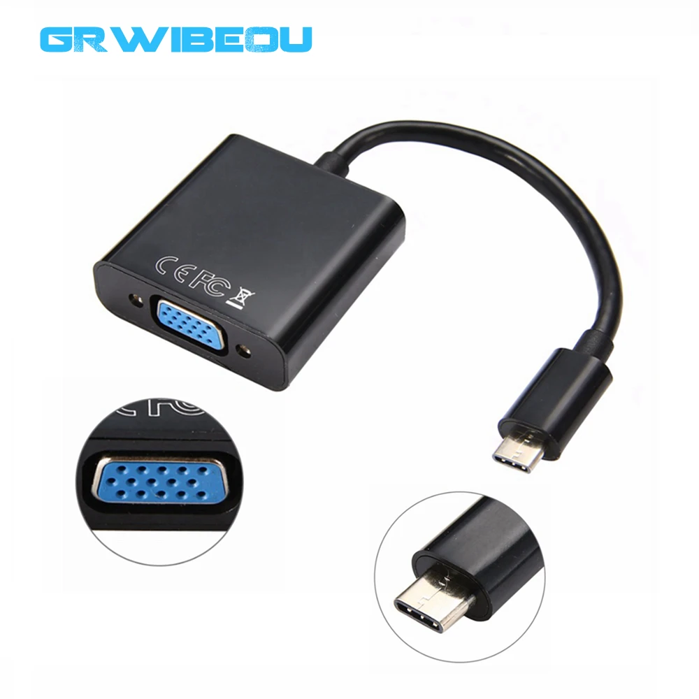 USB 3 1 Type C папа VGA Женский HD видео конвертер Кабель адаптер для Apple Macbook Google Chromebook