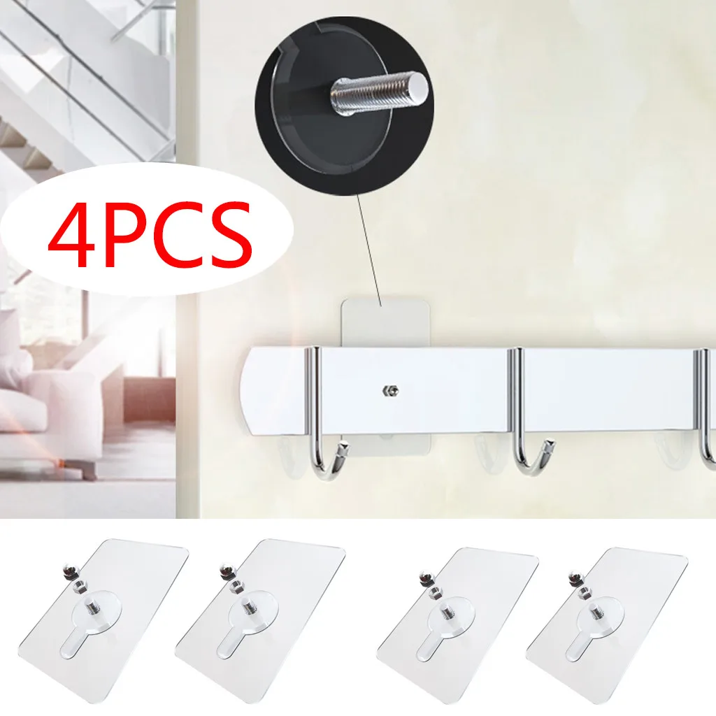 

4 pcs PVC adhesive nails wall poster Non-trace stick Wall Hook durable practical transparent strong adhesive screw Wall Nail