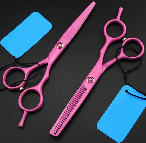 Новинка 5,5 дюймов титановые волосы филировочные ножницы для стрижки Парикмахерские ножницы Ножницы Набор инструментов для укладки - Цвет: pink set