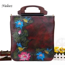 Nuleez натуральная сумка из воловьей кожи-Сумка Женская Роскошная ручная резьба модная сумка стиль
