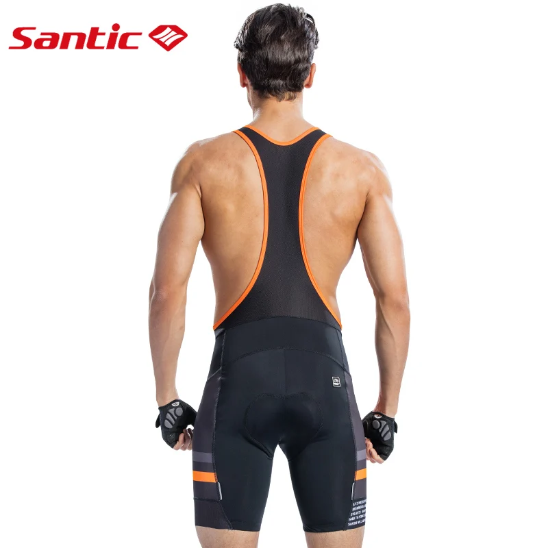 Мужские велосипедные шорты Santic с подкладом на лямках летние Pro Fit ударопрочный 4D