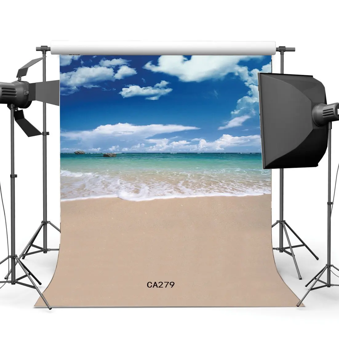 Seamless Photography Backdrops Seaside &amp Ocean Sandy Beach Blue Sky White Cloud Scene Newborn Baby Summer Backgrounds | Электроника