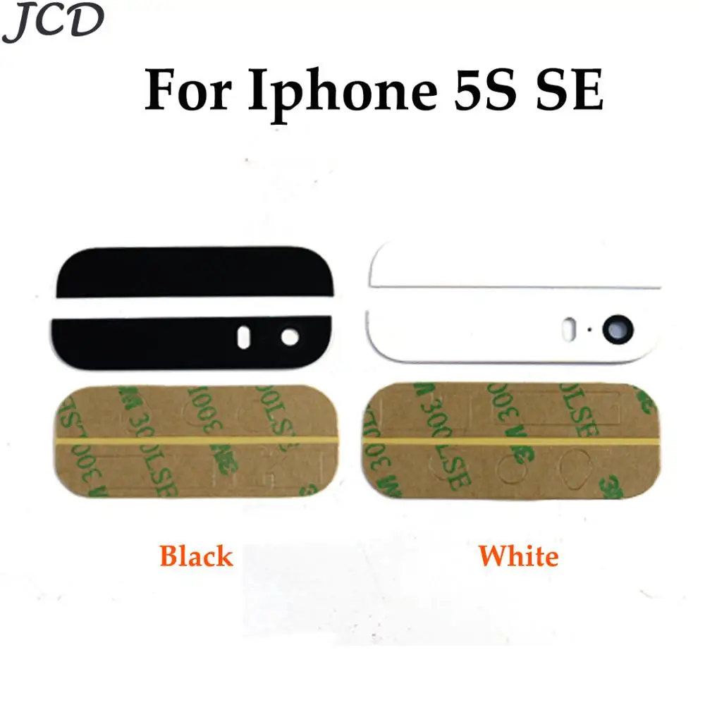 

JCD Top Bottom Glass for iPhone 5S se Back Cover Housing Glass +3M Adhesive Sticker + Camera Lens Diffuser Repair Parts
