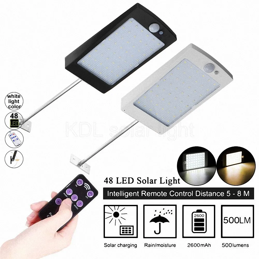 

48 LED 800 LM Outdoor Solar Power Street Wall Lamp PIR Motion Sensor Garden Security Waterproof IP65 whi s