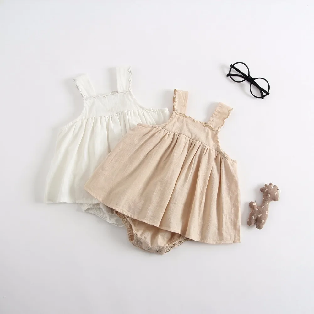 

Baby Girl Suspender Sleeveless Bodysuit Set for Summer 3M to 24M Infant Bodysuit for Girl