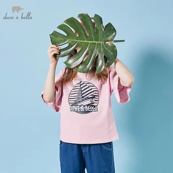 

DBK9833 dave bella kids girls summer infant baby fashion t-shirt toddler top children high quality tees light pink clothes