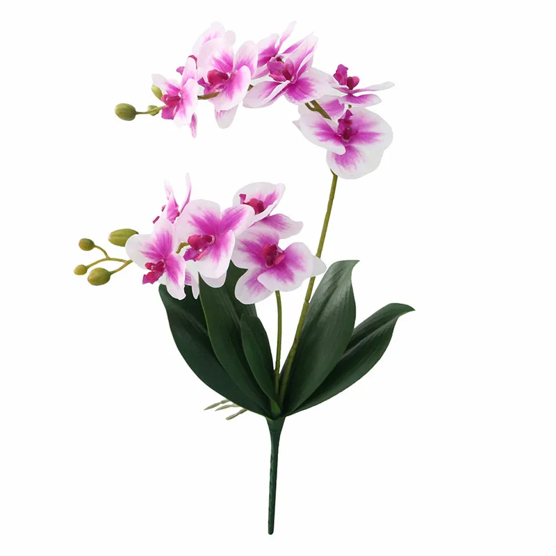 JAROWN искусственный цветок Настоящее прикосновение латекс 2 ветки орхидеи цветы с листьями Свадебные украшения Флорес