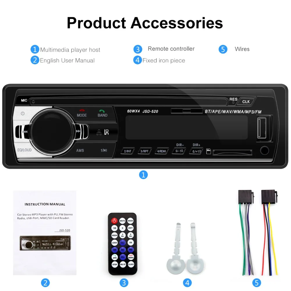 car radio 24 v radios autoradio 1 Din car audio JSD520 radio coche bluetooth 2.5'' Screen Stereo Automotive mp3 FM USB Auto car radio 24 v radios autoradio 1 Din car audio JSD520 radio coche bluetooth 2.5'' Screen Stereo Automotive mp3 FM USB Auto