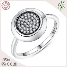 Venta caliente Classic CZ Pavimentación Ronda Diseño S925 Plata Esterlina de Señora Party Los Anillos