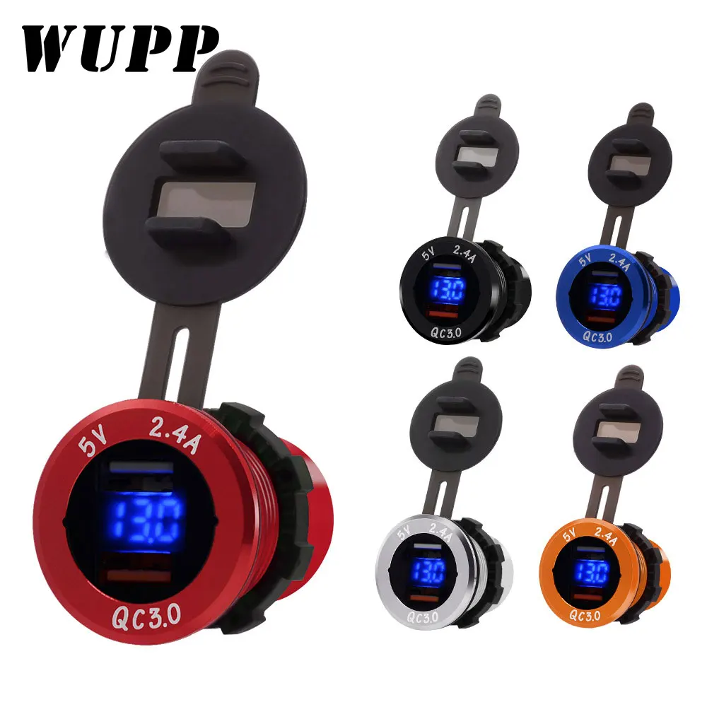  WUPP QC 3.0 Power Adapter Car Quick Charger LED Voltmeter Indicator 5 V/ 3.4 A Dual port Aluminum C