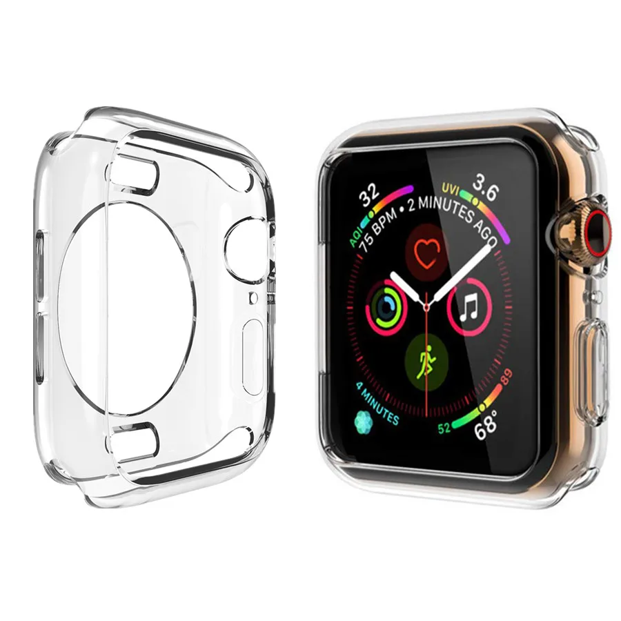

Transparent Ultra-thin Soft Silicone TPU Protector Case Cover For Apple Watch Series 4 40mm 44mm Frame Watch Band Accessories