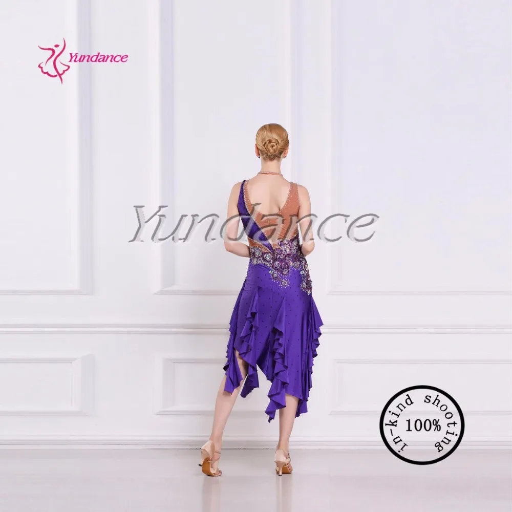 Новинка года Для женщин Salsa фиолетовый Костюмы для латиноамериканских танцев платье для танцев Samba платье для танцев Румба Танцы платье конкурс Платья для женщин l-16157