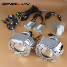 SINOLYN Full Metal Q5 X5 Square LED Angel Eyes HID Bixenon Projector Lens Headlight Headlamps Full Kit Car Styling For Retrofit