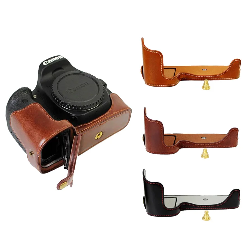 

New PU Leather Half Body Camera Case Base For Canon EOS 80D camera bottom cover