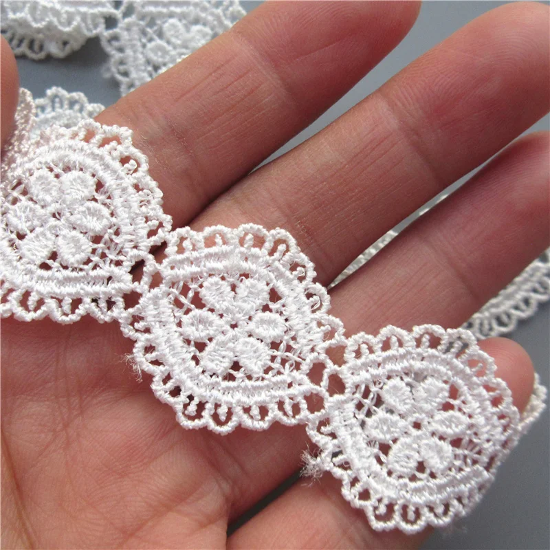 1 Yard White Embroidered Lace Edge Trim Ribbon Applique DIY Sewing Craft Crochet Fabric Edging