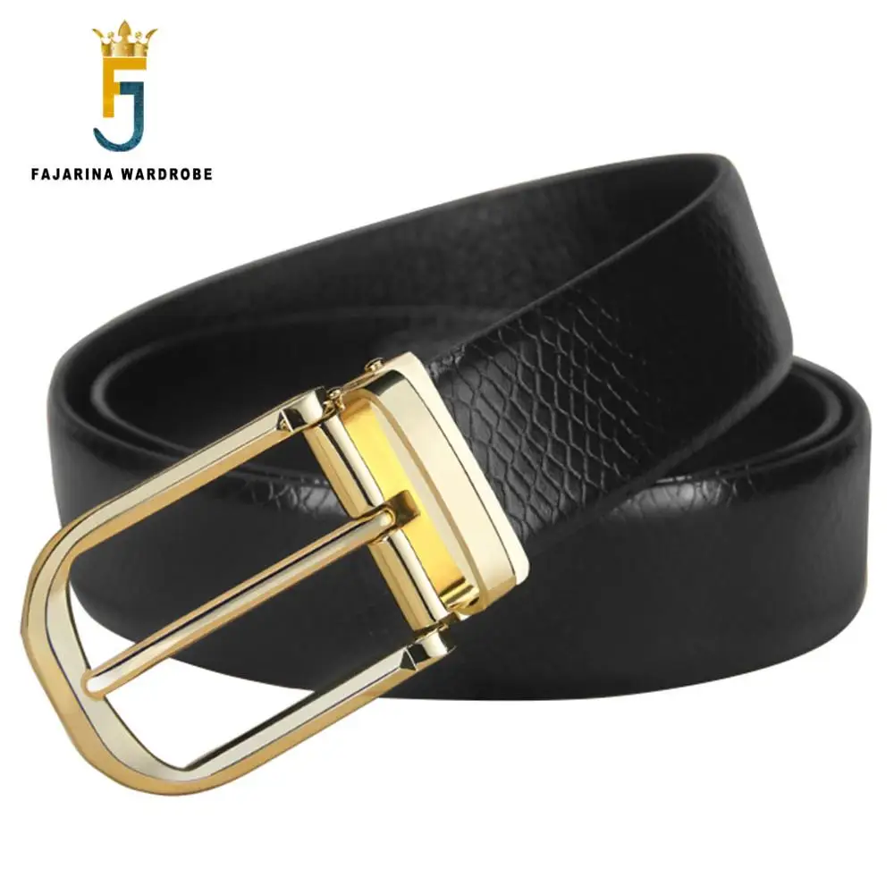 FAJARINA Brand Name Designer Mens Crocodile Pattern Cowhide Belts Quality Genuine Leather Fashion Styles Belt for Men LUFJ753