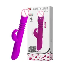 Prettylove Rechargeable Rabbit Vibrator Rotating Thrusting Vibrator Dildo 4 Modes Rotation 12 Modes Vibration Silicone Sex Toys