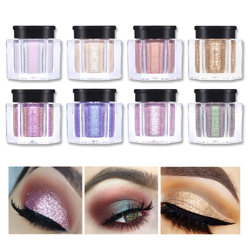

UCANBE 8 Colors Glitter Eye Shadow Loose Powder Diamond Shine Eyeshadow Pigment Sparkle Beauty Holographic Makeup Metallic Nude