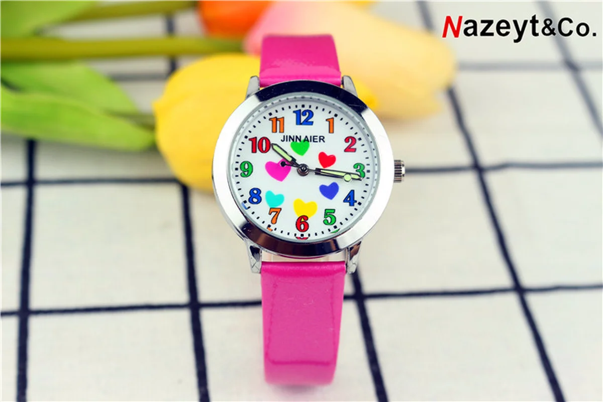 

2019 new colorful love lovely children watch students contracted luminous belt quartz watch