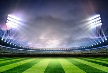 

Laeacco Football Stadium Spotlight Grass Lawn Scenic Photographic Backgrounds Customized Photography Backdrops For Photo Studio