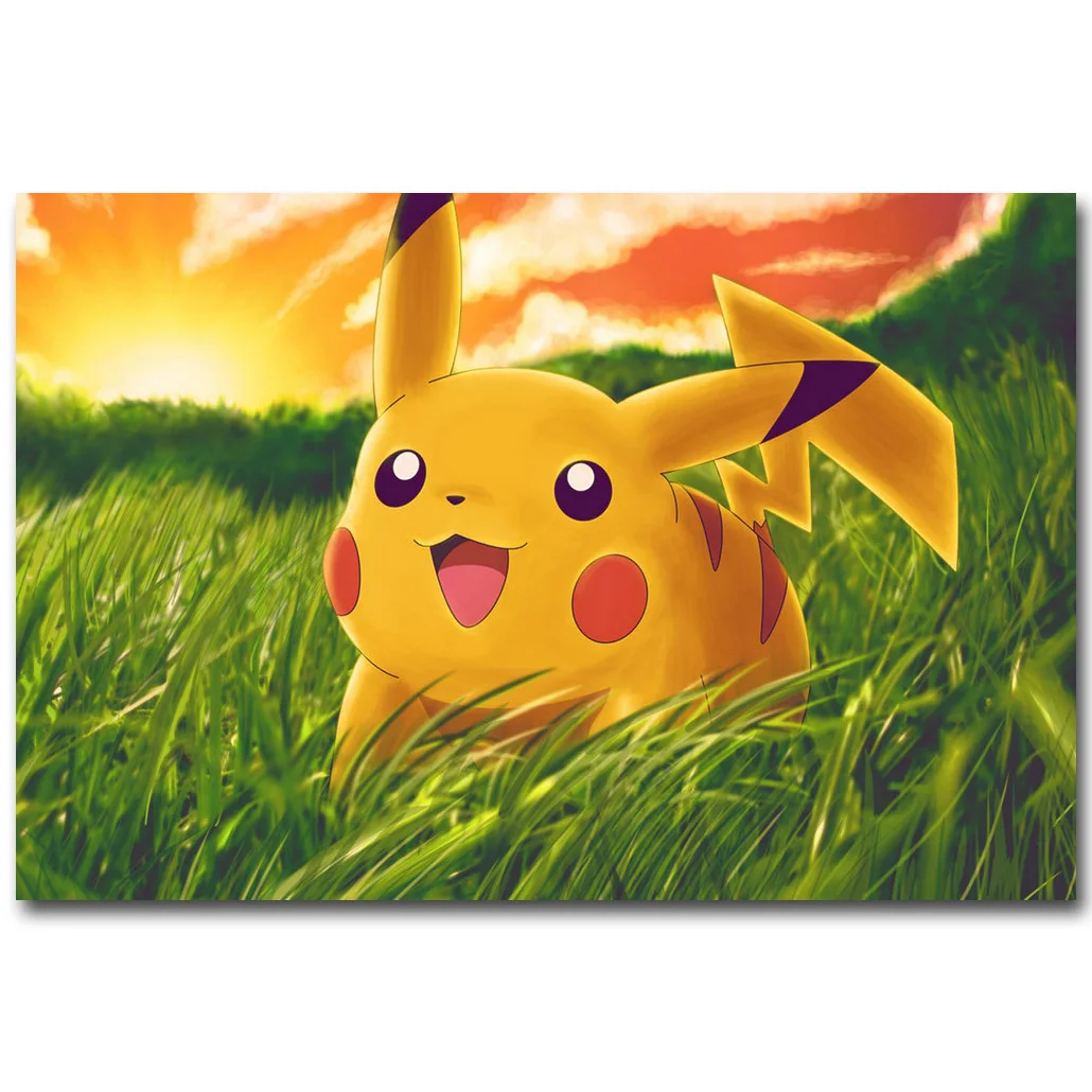 

Pikachu - Pokemon XY Art Silk Fabric Poster Print 13x20 24x36inch Pocket Monster Anime Picture for Living Room Wall Decor 031