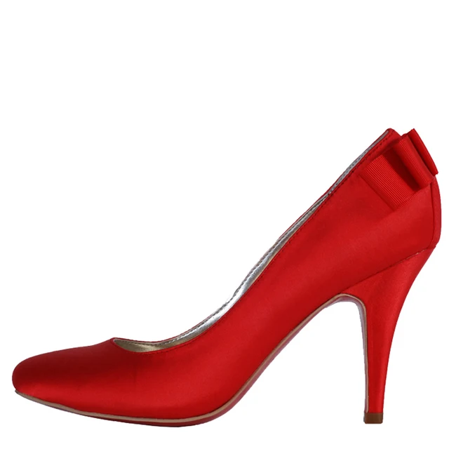 red wedding shoes red high-heeled bridal shoes after the bow red