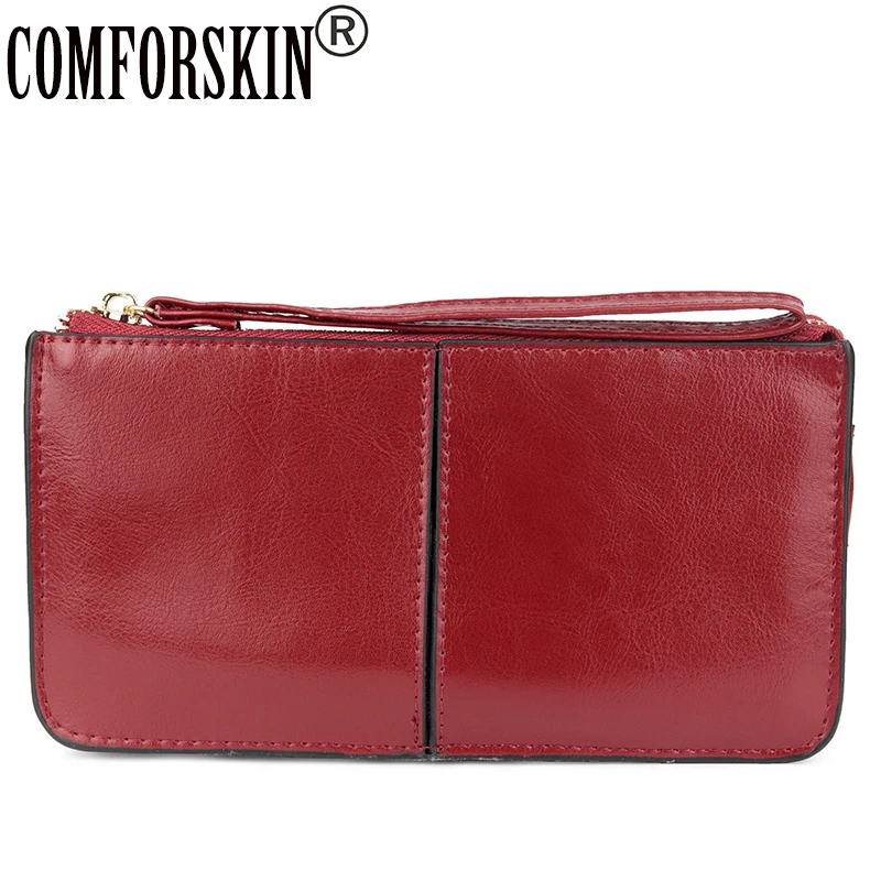 

COMFORSKIN Brand Feminine Organizer Wallets European and American Large Capacity Women's Purse With Hand Rope Carteira Feminina