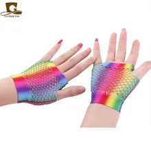 

1 Pair New Fashion Women Ladies Sexy Party tie-dyed Wrist Length Fingerless Fishnet Glove Performance Gloves