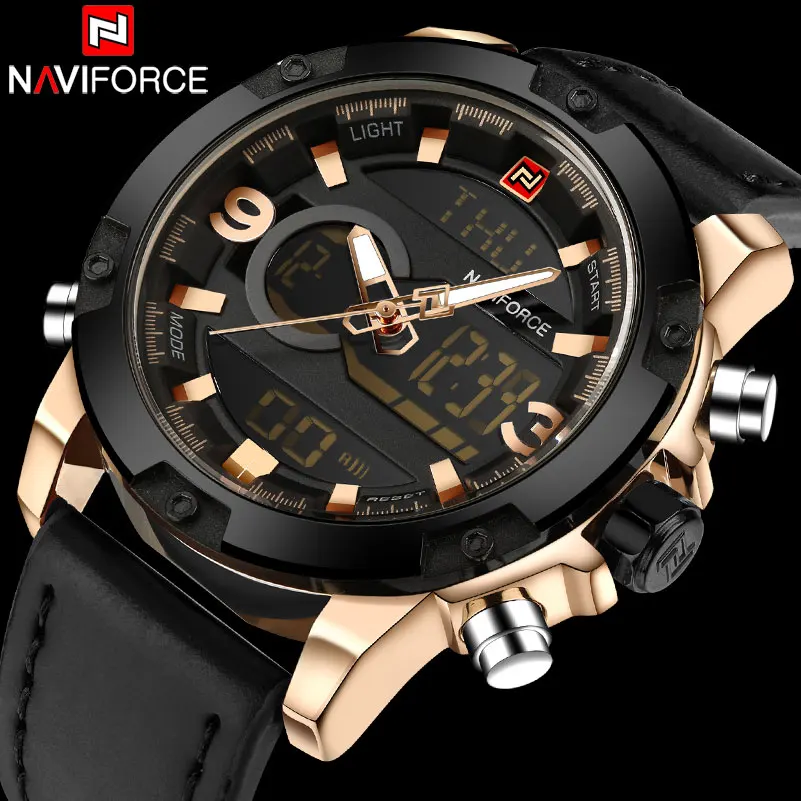 Часы NAVIFORCE мужские спортивные водонепроницаемые двойной дисплей 30 м|clock brand|clock