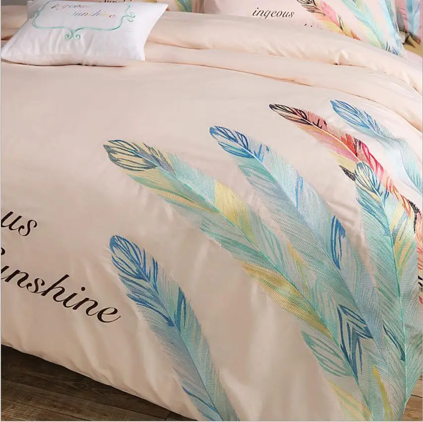 Хлопок бамбуковый вышитый дизайнерский комплект постельного белья King queen размер 4 шт синее одеяло/пододеяльник простыня наволочки, домашний текстиль