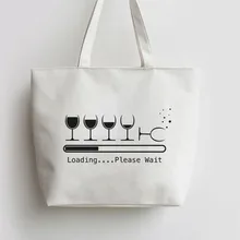 Загрузка. пожалуйста, подождите вино Холст Tote сумки сумка для покупок с персонажем из мультфильма школьная сумка многоразовая сумка для покупок GA1076