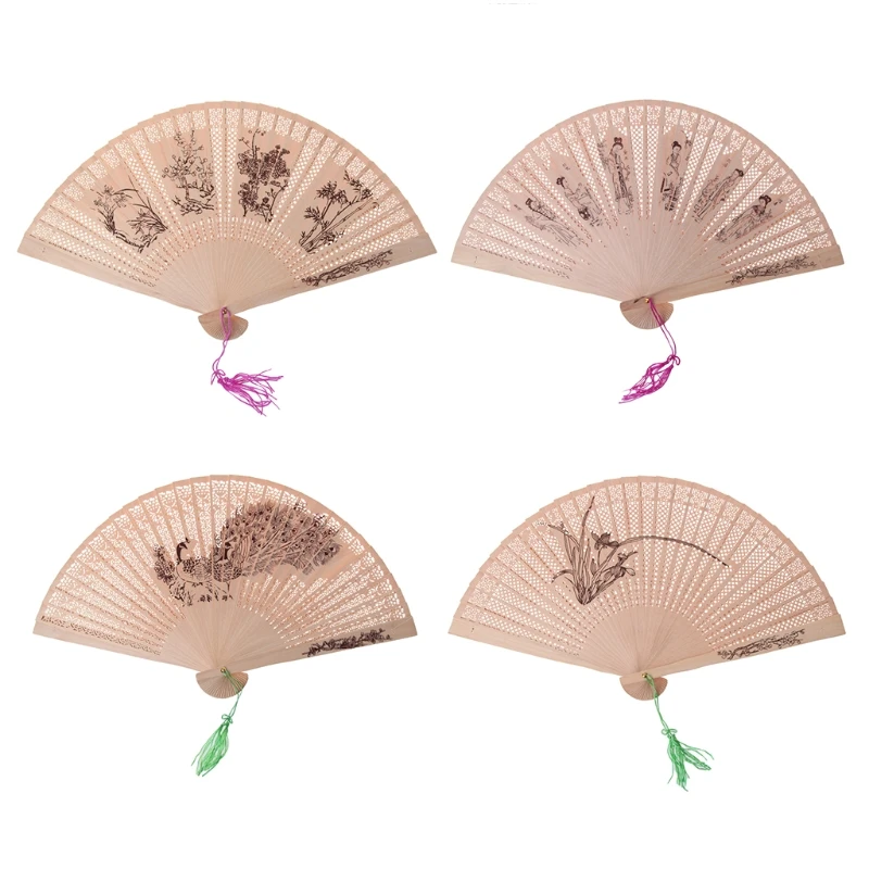 Fragrant Sandalwood Hand Fan Carved Scented Wooden Fan For Wedding