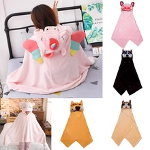 С капюшоном животные плюшевый плащ фланелевое одеяло плюшевая ткань аксессуары Единорог медведь забавный кот свинья Шиба ину Хаски взрослых