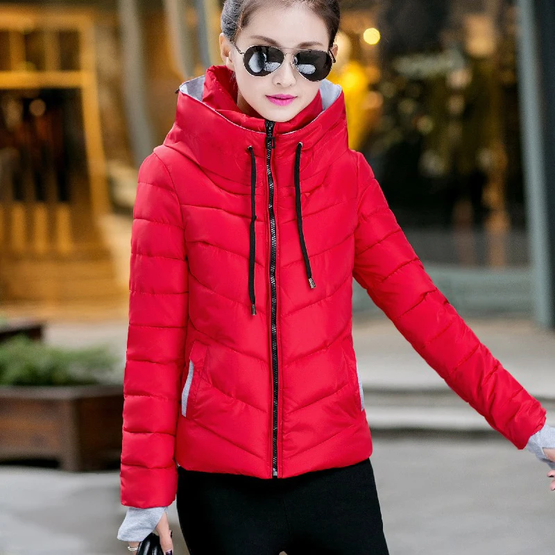 Slim Short Coats Parka Casual Ladies Jackets Winter Zipper Fashion Cotton-padded Coats Women Jackets Basic Warm Outwear FJT307