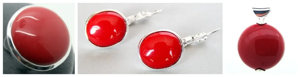 

New Desighn Red Carved Lacquer Marcasite 925 Sterling Silver floeer Ring(#7-10) Earrings & Pandent jewelry sets