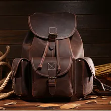 Bao Da chính hãng Có Túi Daypack Túi Máy Tính Trường Túi Sách Nam Retro Chất Lượng Hàng Đầu Ngựa Điên Da Bò Ba Lô Nam Ba Lô(China)