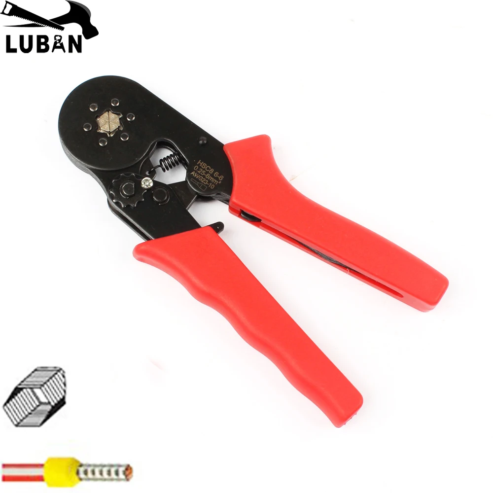 

LUBAN MINI-TYPE SELF-ADJUSTABLE CRIMPING PLIER 0.25-6mm2 Ali HSC86-6 terminals crimping tools multi tool tools Red