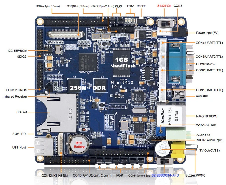 Для дружественных arm mini6410 ARM11 макетная плата, обучающая плата Встроенный Linux