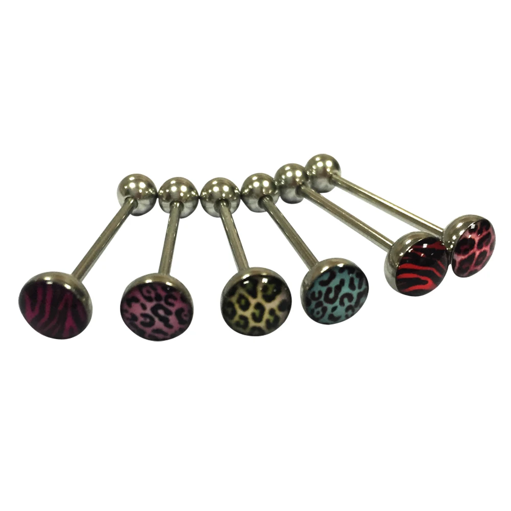

6Pcs/Set Sexy Leopard Girl Belly Button Ring Tongue Stainless Steel Navel Piercing Plug and Tunnel Body Chain Jewelry VL
