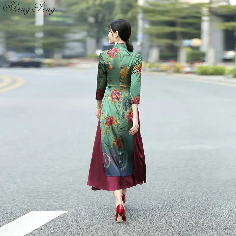 2018 летняя азиатская одежда aodai vietnam cheongsam более женственное платье для женщин
