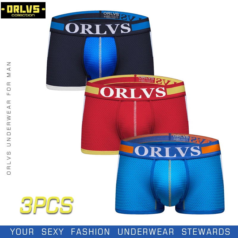 ORLVS 3 шт./лот Мужское нижнее белье мужские боксеры трусы homme Мягкое хлопковое