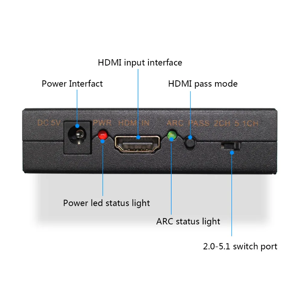 Wiistar Высокое качество Поддержка ARC Mini HDMI к HDMI аудио экстрактор оптический SPDIF с адаптером питания 4 к x 2 к HDMI аудио экстрактор