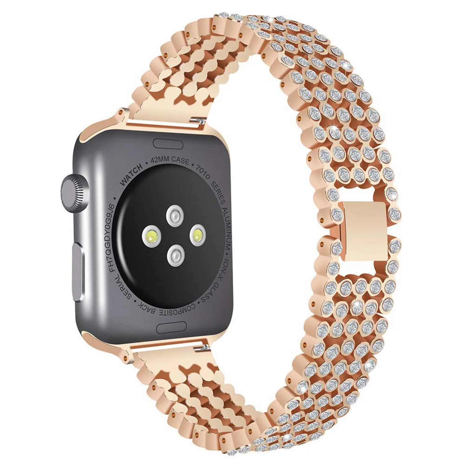 Блестящий бриллиантовый ремешок для часов Apple Watch, ремешок серии 5, 4, 3, 2, 1, браслет для 44 мм, 40 мм, 42 мм, 38 мм, браслет из нержавеющей стали iWatch