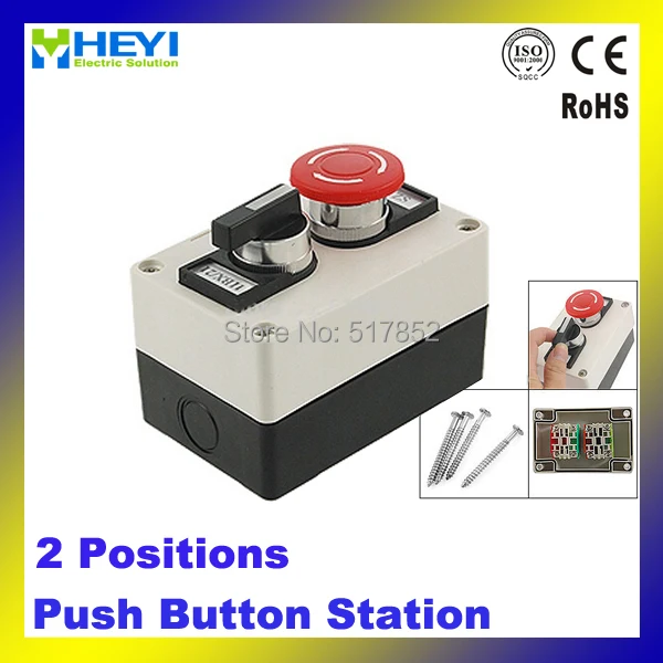 

Red Mushroom Emergency Stop 2 Positions Rotary Switch Push Button Station