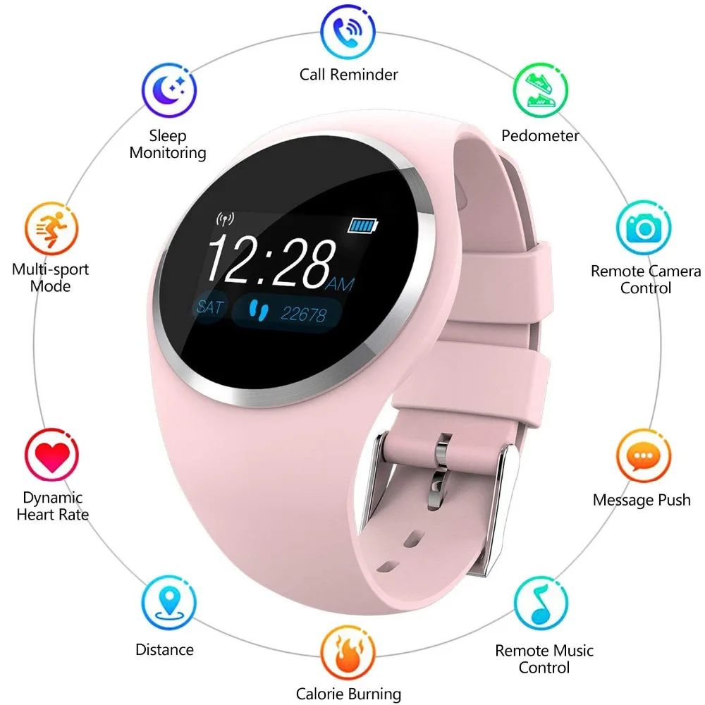 

Fitness Tracker Q1 Wristband Heart Rate Blood Pressure Monitoring Watch for Girl Ladies Smart Wristwatch IP67 Waterproof Band